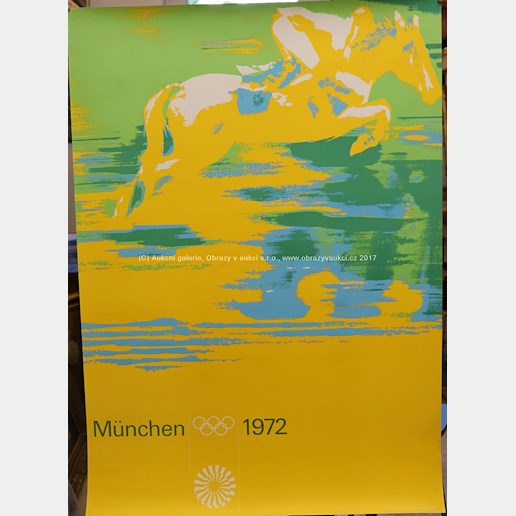 D. Frinke, Aicher, Joksch, Wirthner, Nagy - Plakát Mnichovská olympiáda 1972 - Dostihy