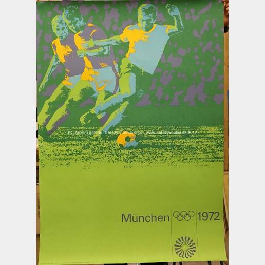 D. Frinke, Aicher, Joksch, Wirthner, Nagy - Plakát Mnichovská olympiáda 1972 - Fotbal