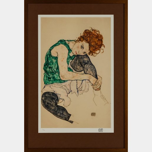 Egon Schiele - Sitzende Frau mit angezogenem Knie (Adéle Herms)