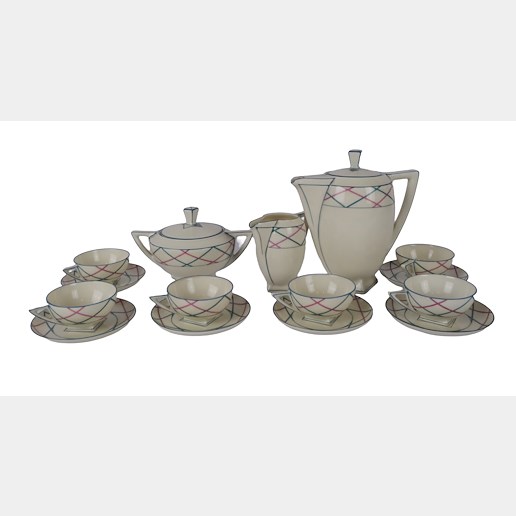 značeno Royal Ivory Bohemia - Art deco 6 osobní čajový set