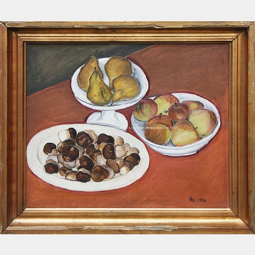Lev Šimák - Zátiší s ovocem a houbami