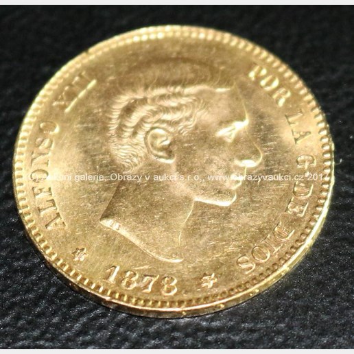 Zlatá mince - 25 pesetas - Alfonso XII., 1888 Španělsko, ryzost: 900/1000, hmotnost: 8,06 g