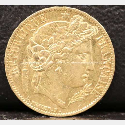 Zlatá mince - 20 Francs, 1851, Francie, ryzost: 900/1000, hmotnost 6,38 g
