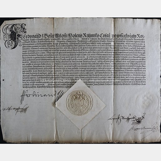 . - Listina císaře Ferdinanda z roku 1562 - svolání Zemského sněmu za účelem berně