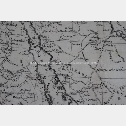 . - Mapa Arábie, Perského zálivu a Rudého moře s Egyptem, Nubií a Abyssinií mezi lety 1760 - 1780