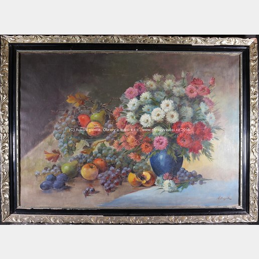 Antonín Augusta - Zátiší s ovocem a květinami