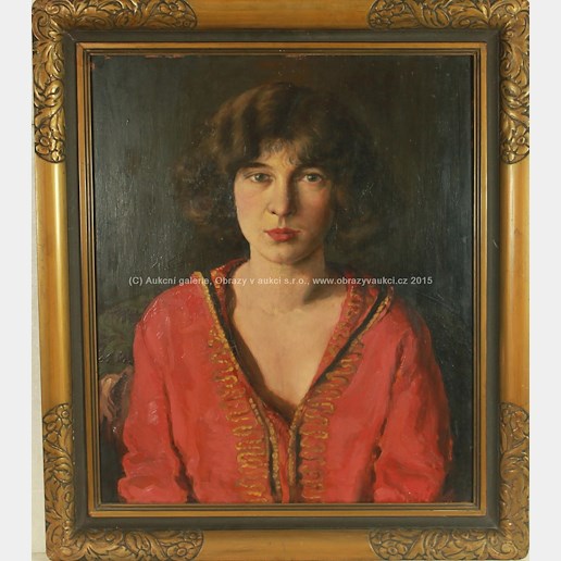 Viktor Rolín - Portrét dívky v červených šatech