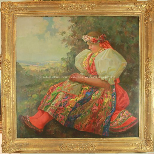 Jan Šebek - Sedící dívka v kroji