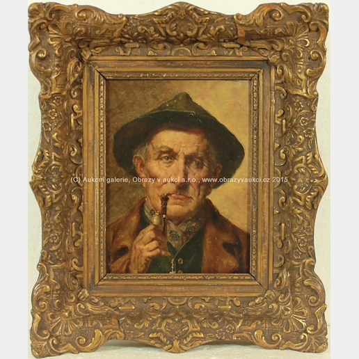středoevropský malíř kolem roku 1900 - Muž s dýmkou