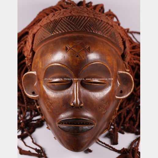 Angola, Kongo postkoloniální období kolem roku 1960. - Africká kmenová taneční maska