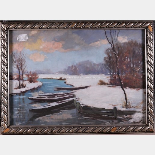 Augustin Josef Ekart - Loďky na zimní řece