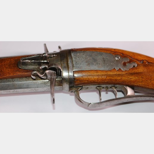 značeno C. Freund, Furstenau - Lovecká kozlice s křesadlovým zámkem revolverujícími (otočnými) hlavněmi pro rychlou střelbu
