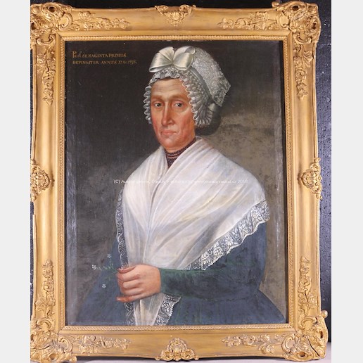 středoevropský malíř konce 18. stol. - Portrét ženy - Anna Marie Brožovská