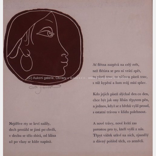 Ota Janeček - Soubor 2 ilustrací k básni Fr. Hrubína Flétna v trávě