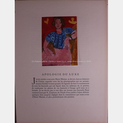 Henri Matisse - Matisse, Apologie du Luxe par Aragon