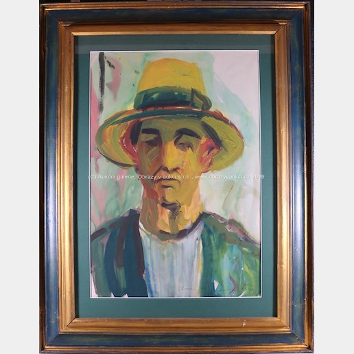 Karel Souček (*1885) - Portrét muže v klobouku