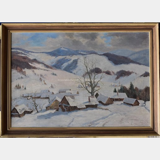 Josef Hapka - Horská vesnice pod sněhem