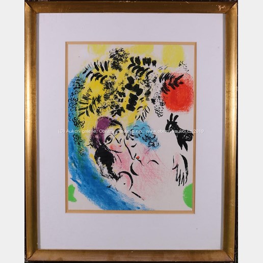Marc Chagall - Milenci a červené slunce- Les Amoureux Au Soleil Rouge