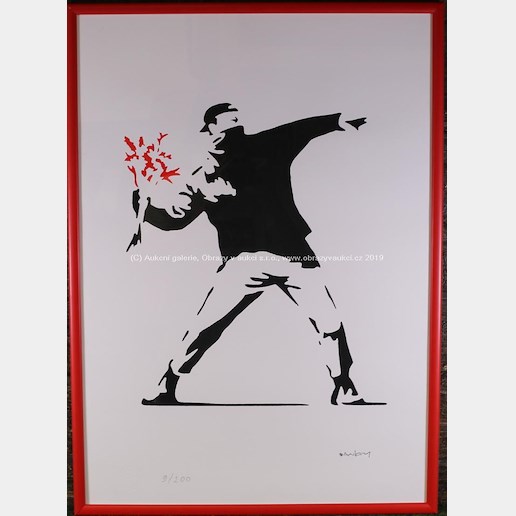 Banksy - Flower Thrower Red