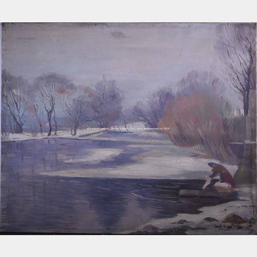 Leoš Soběský - Pradlena u zimní řeky