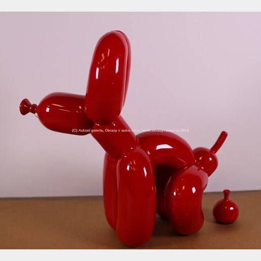 Jeff Koons - Kadící Balloon Dog (red)