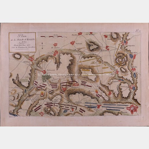 Antoine-Henri Jomini - Mapa bitvy u Kolína v roce 1757