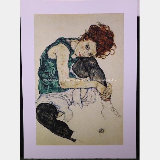 Egon Schiele - Sedící dívka