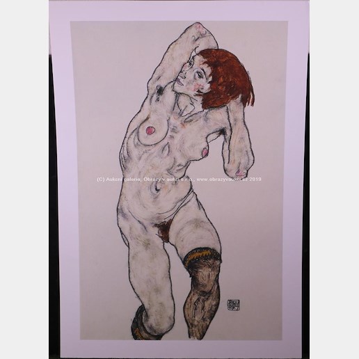 Egon Schiele - Dívka s podvazky 