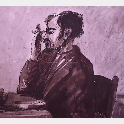 Karel Souček (*1915) - Kuřák v kavárně