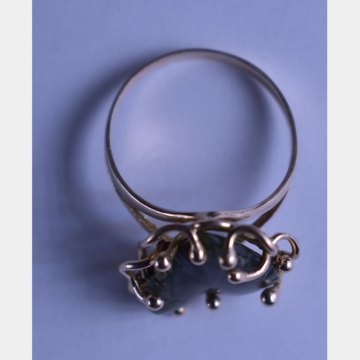 . - Prsten s vltavínem, zlato 500/1000, hrubá hmotnost 4,50 g