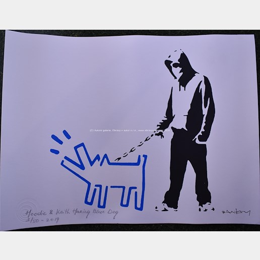 Banksy - Hoodie & Keith Haring Blue Dog