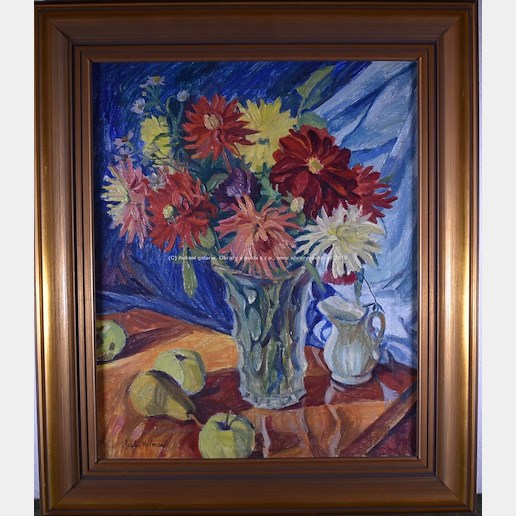 Vlastimil Hofman (*1881) - Zátiší s květinou a jablky