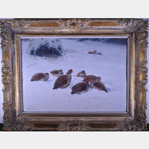 Otakar Číla - Křepelky na sněhové pokrývce