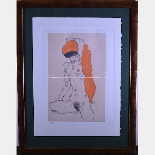 Egon Schiele - Standing Nude with Orange Drapery, 1914