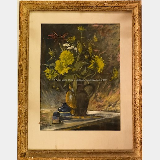 Jan Hovora - Zátiší s květinou a kalamářem