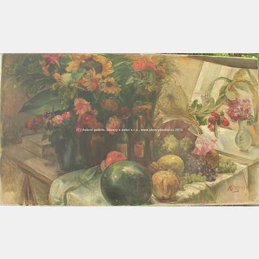 K. Wagner - Zátiší s květinami a ovocem