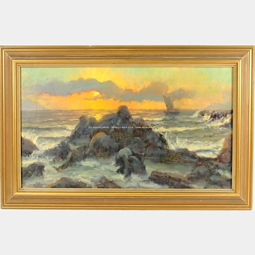 Josef Arnet - Západ slunce na moři
