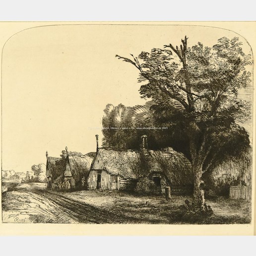 Rembrandt van Rijn - Krajina se třemi domky