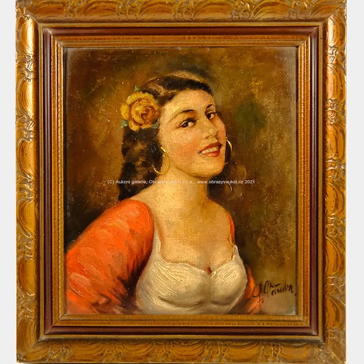 František Votruba - Smyslná dívka s růží ve vlasech