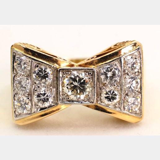 .. - Diamantový prsten, zlato 750/1000, hrubá hmotnost 6,46 g