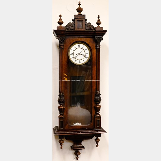 střední Evropa konec 19. století - Nástěnné hodiny dvouzávažové 