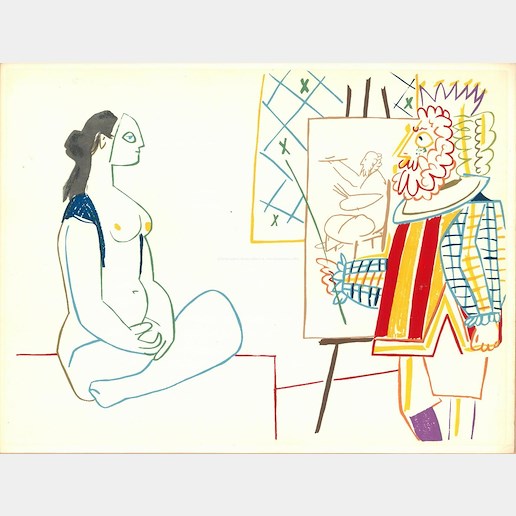 Pablo Picasso - Renesanční malíř a nahá modelka s maskou