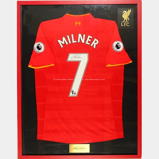 .. - Zarámovaný dres Jamese Milnera - Liverpool s podpisem