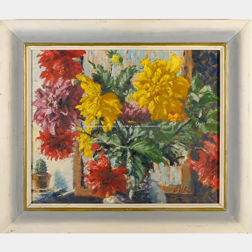 Cyril Urban - Zátiší s květinou a kaktusem