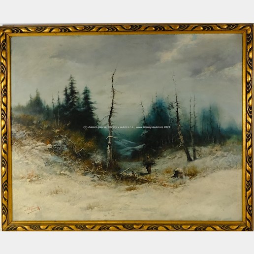 signatura  nečitelná - Na klestí v zimním lese