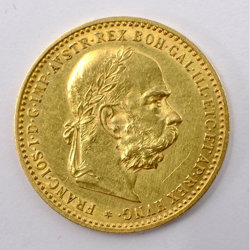 .. - Rakousko Uhersko zlatá 10 Koruna 1897 rakouská. Zlato 900/1000, hrubá hmotnost mince 3,387g