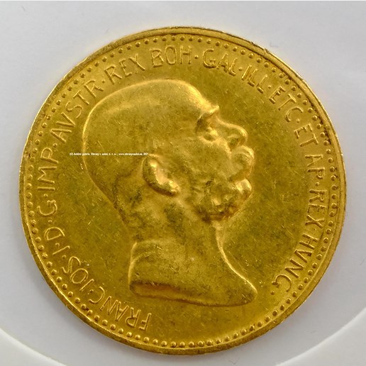 .. - Rakousko Uhersko zlatá 10 Koruna 1909 rakouská. Zlato 900/1000, hrubá hmotnost mince 3,387g