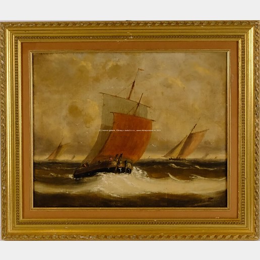 Nesignováno (středoevropský malíř druhé poloviny 19. století) - Plachetnice ve vlnách
