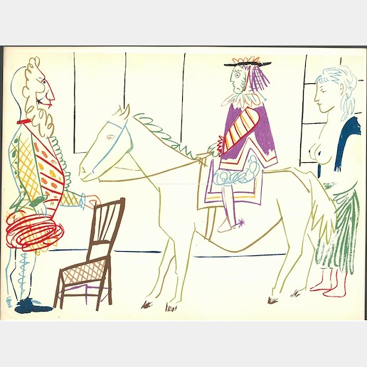 Pablo Picasso - Scéna s jezdcem a aktem