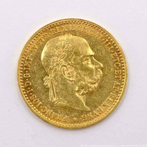 .. - Rakousko Uhersko zlatá 10 Koruna 1896 rakouská. Zlato 900/1000, hrubá hmotnost mince 3,387g